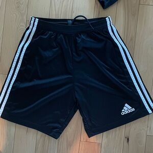 adidas Black Athletic Shorts with White Three-Stripes